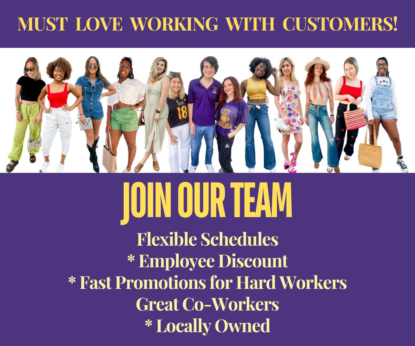 Now hiring image featuring employees